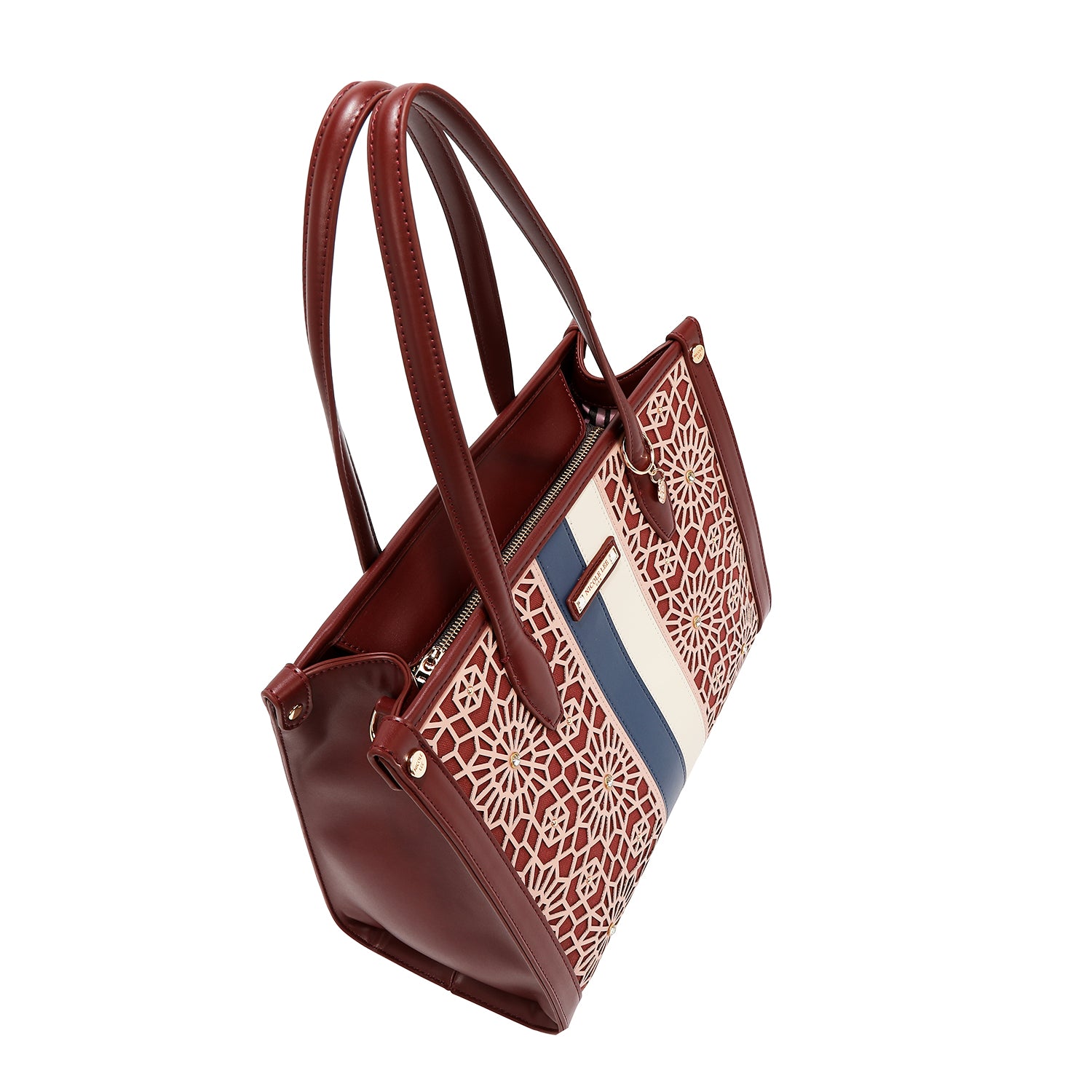 BORSA TOTE GEOMETRICA TAGLIATA AL LASER (VINO)