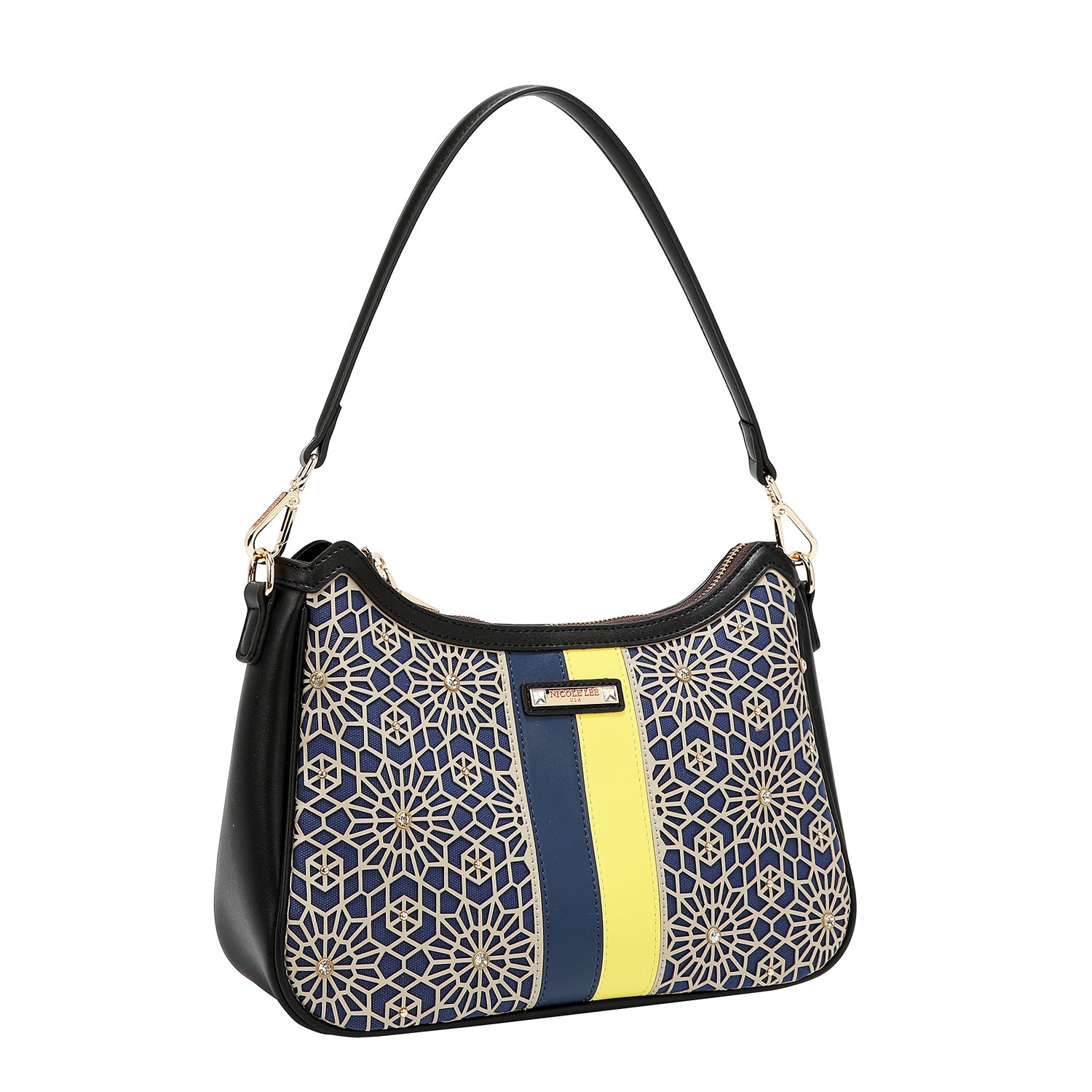 GEOMETRIC LASER CUT SHOULDER BAG (BLACK)