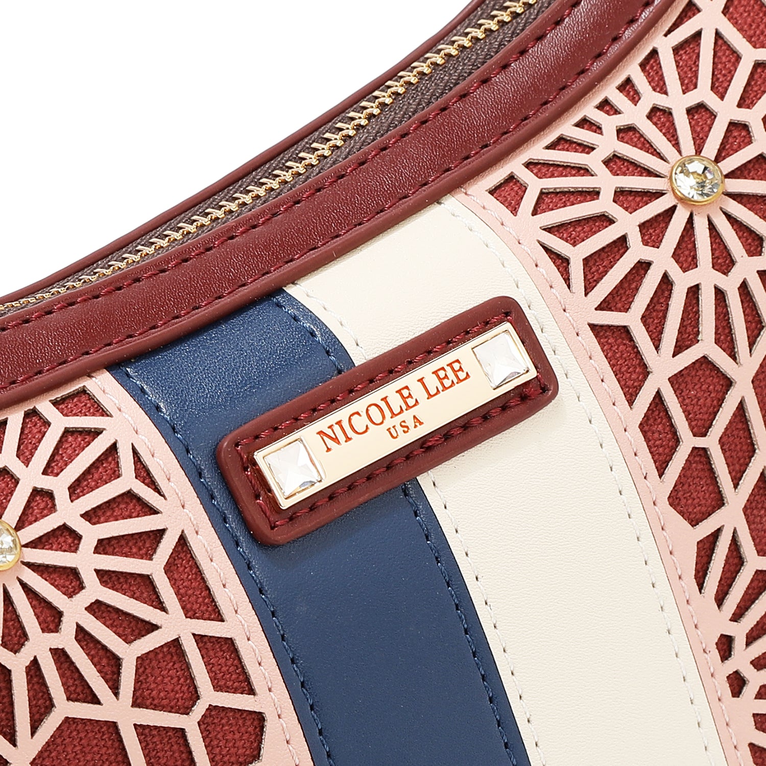 GEOMETRIC LASER CUT SHOULDER BAG (VINO)