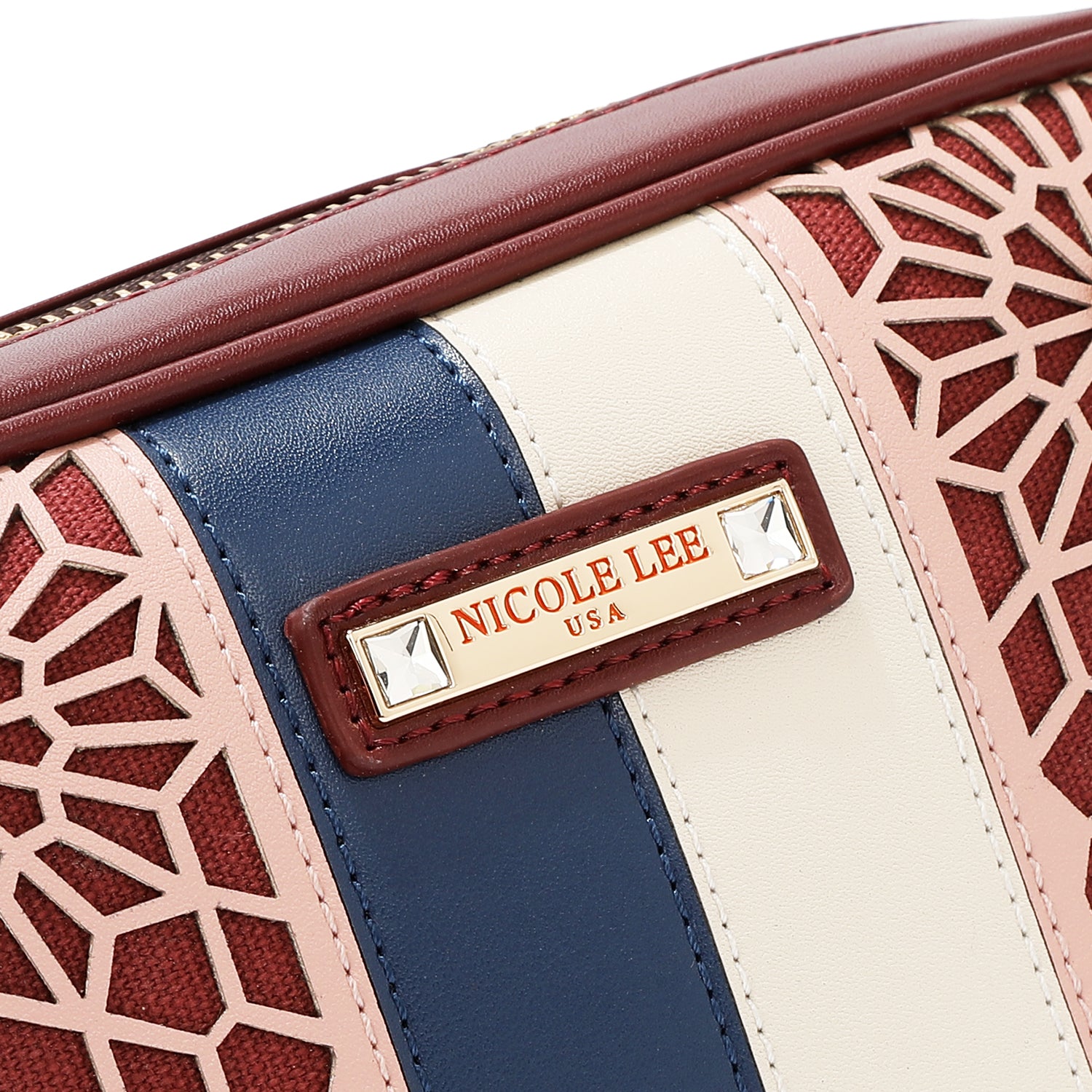 LASER CUT GEOMETRIC CROSSBODY BAG (WINE)