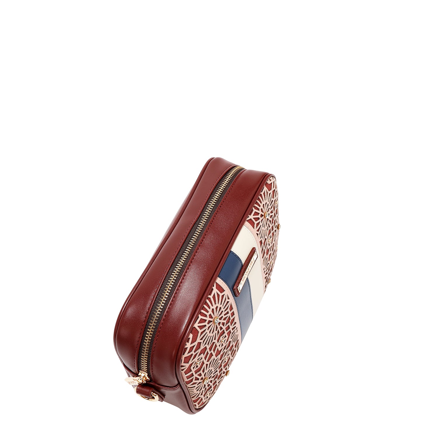 LASER CUT GEOMETRIC CROSSBODY BAG (WINE)