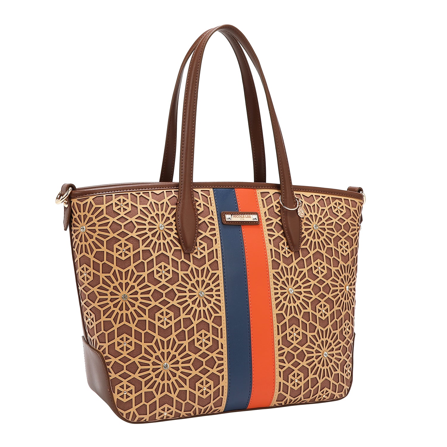 LASER CUT GEOMETRIC SHOPPER (BROWN)