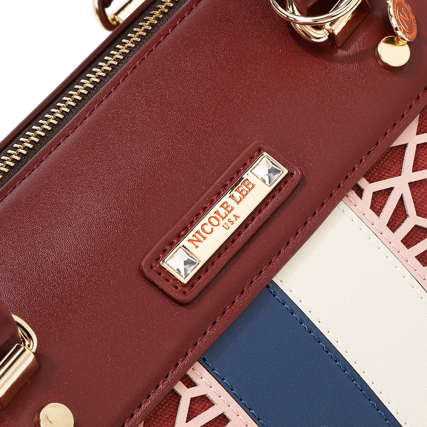 BOSTON BAG WITH GEOMETRIC LASER CUT (WINE)