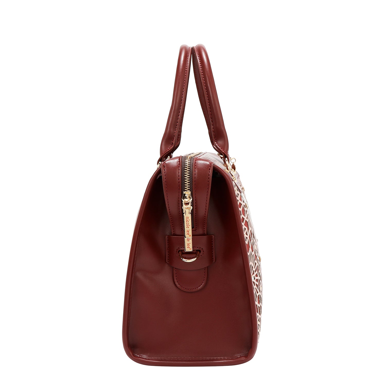 BOSTON BAG WITH GEOMETRIC LASER CUT (WINE)