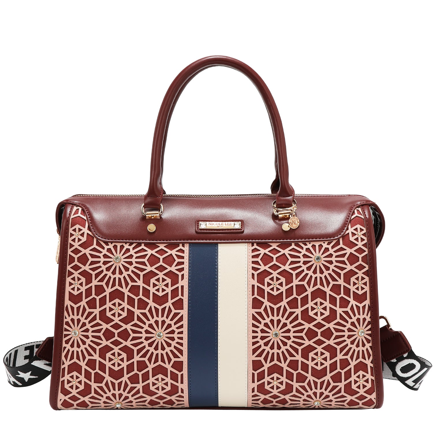 BOSTON BAG WITH GEOMETRIC LASER CUT (WINE)