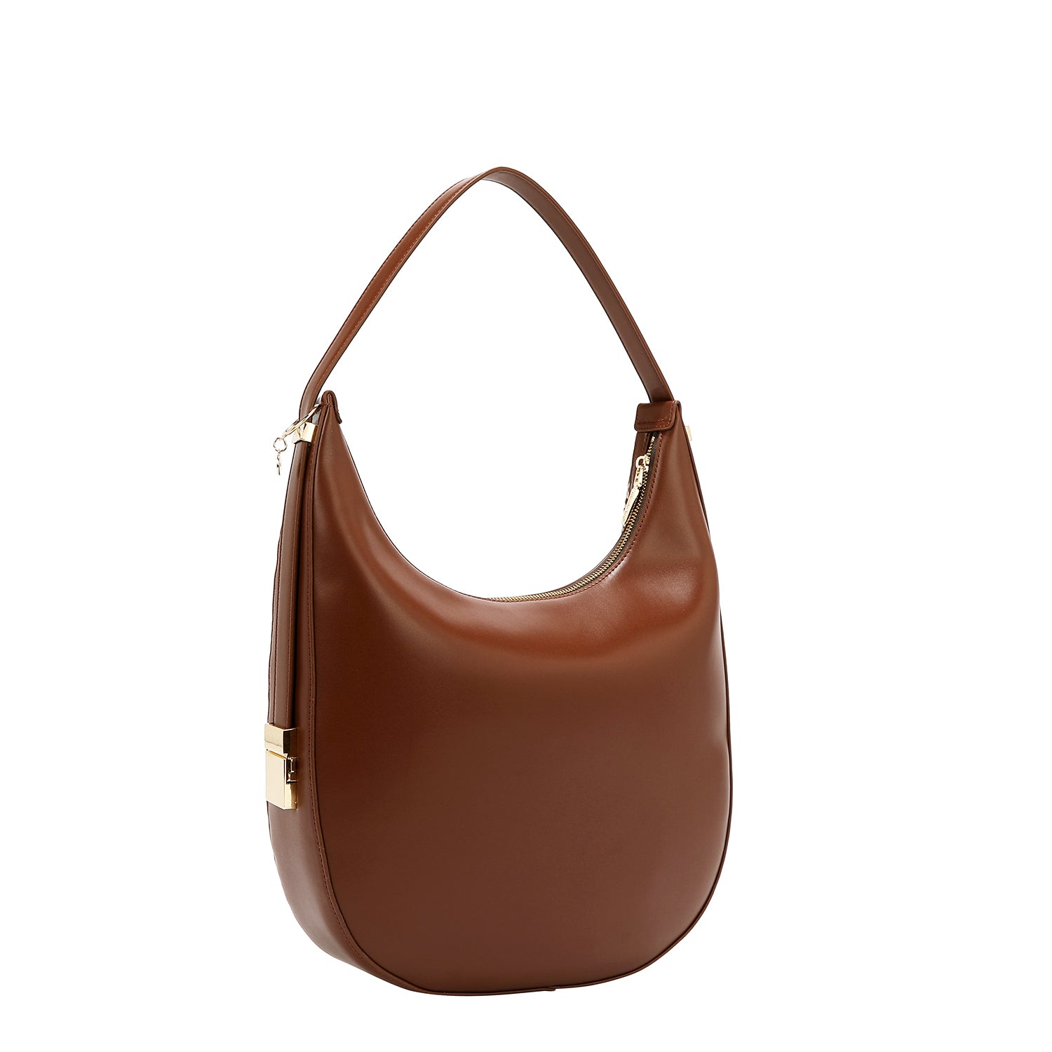 LASER CUT GEOMETRIC HOBO BAG (BROWN)