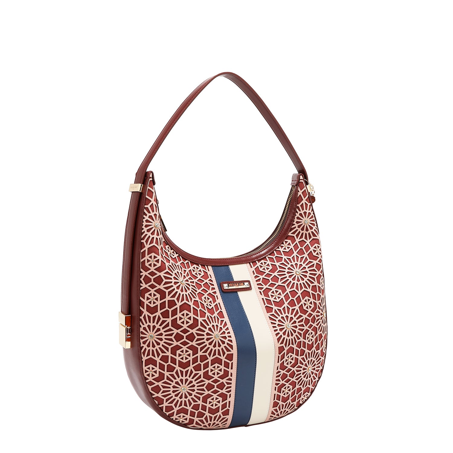 BOLSO HOBO GEOMÉTRICO CORTADO CON LÁSER (VINO)