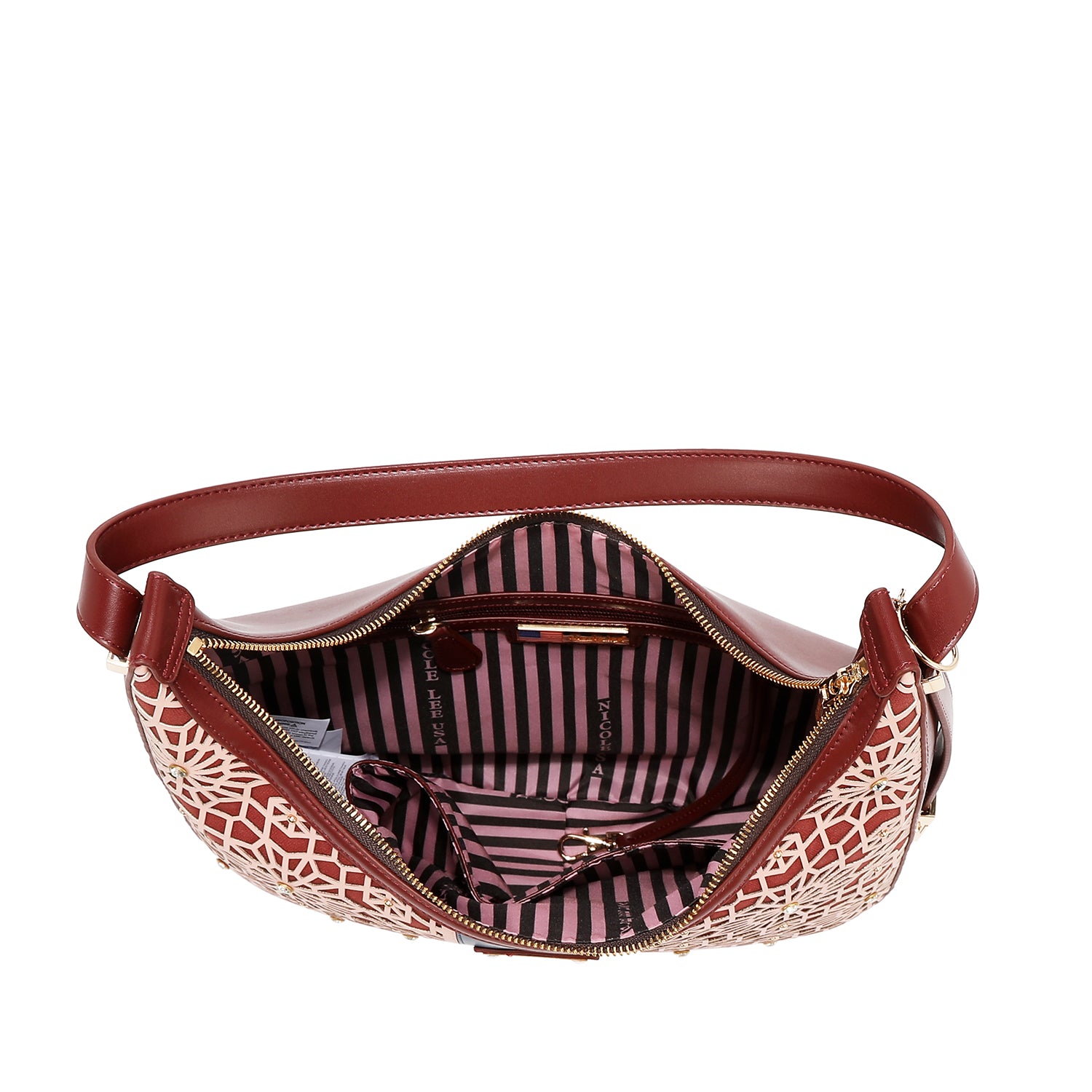 BORSA HOBO GEOMETRICA TAGLIA LASER (VINO)