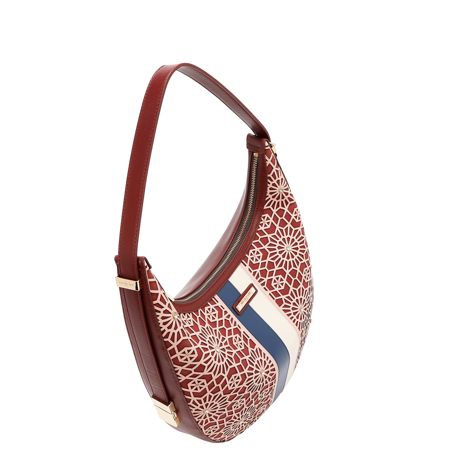 BORSA HOBO GEOMETRICA TAGLIA LASER (VINO)