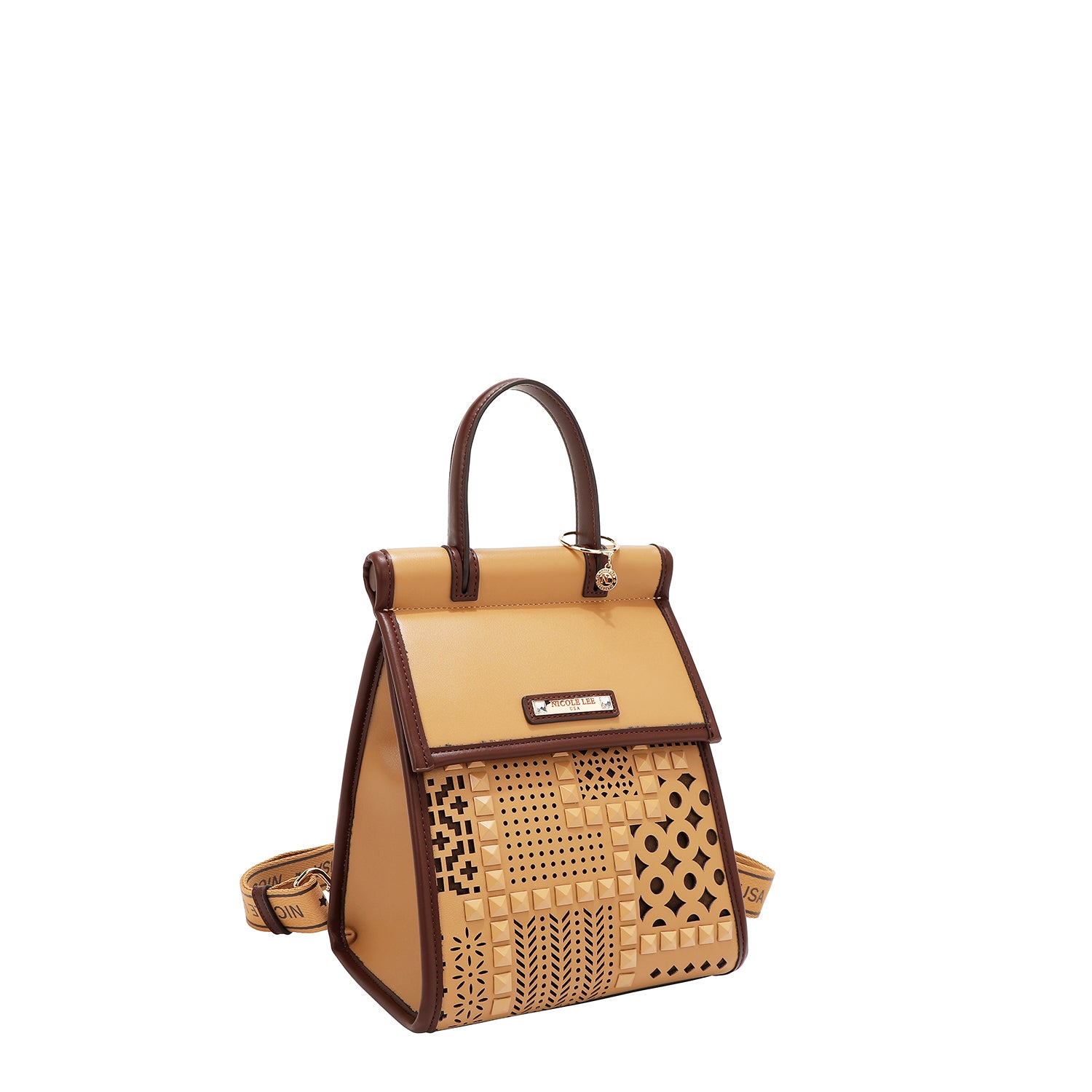 MOCHILA CONVERTIBLE CON RECORTE GEOMÉTRICO / BOLSO CON ASA SUPERIOR (ARENA)