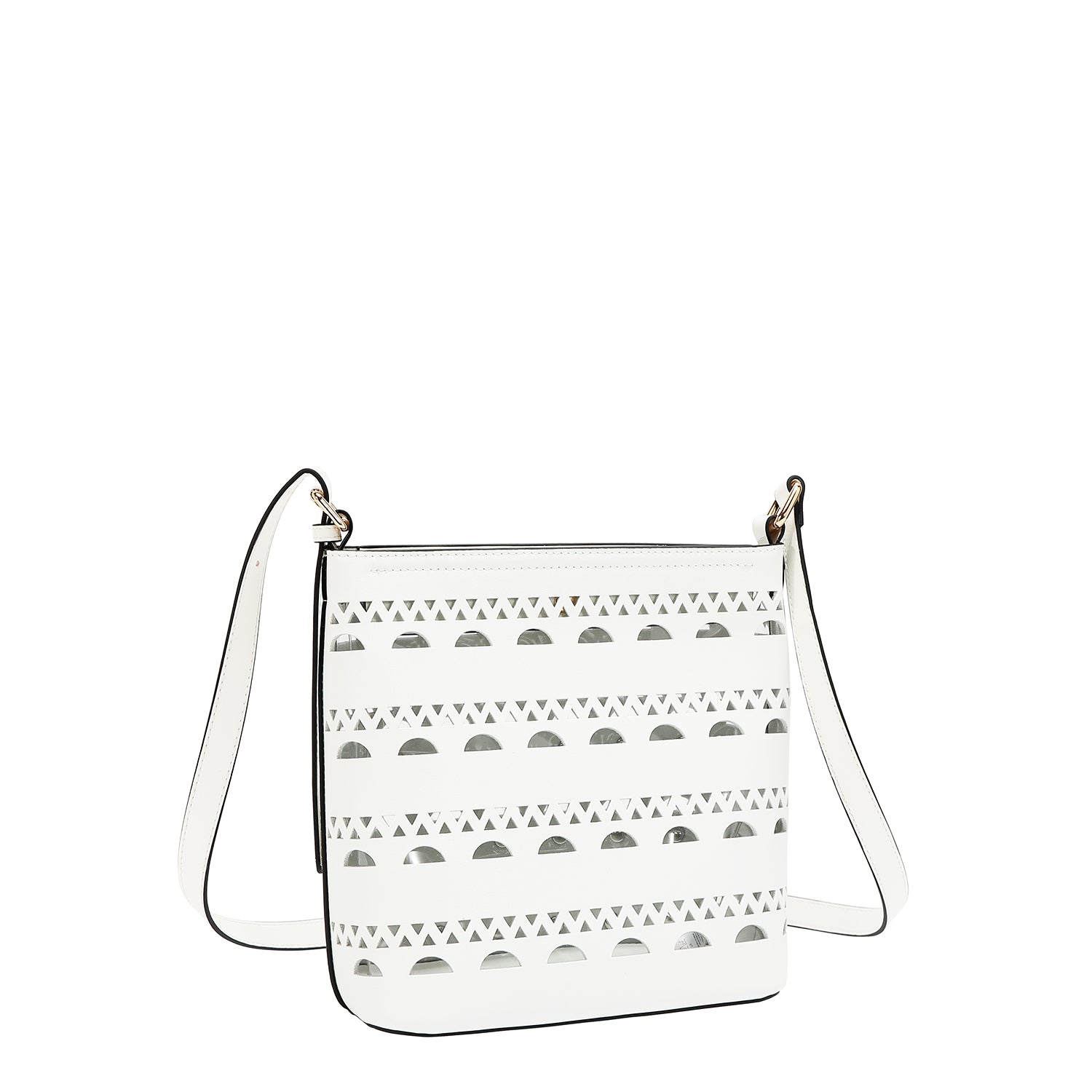 BOLSO BANDOLERA CON TACHUELAS PLATEADAS (BLANCO)
