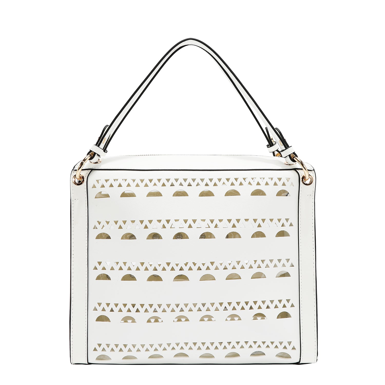 BOLSO DE MANO CON TACHUELAS PLATEADAS (BLANCO)
