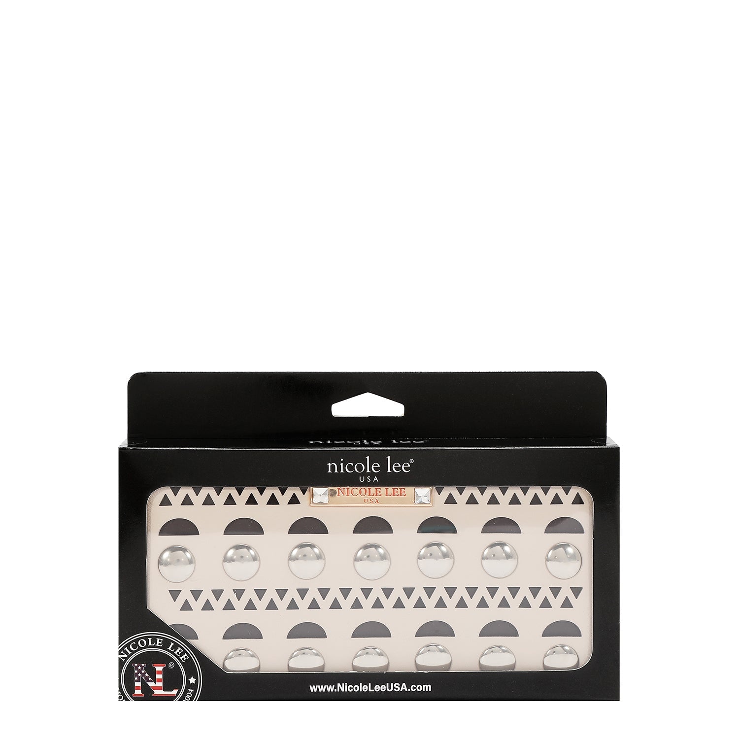 CARTERA CON TACHUELAS PLATEADAS (BEIGE)