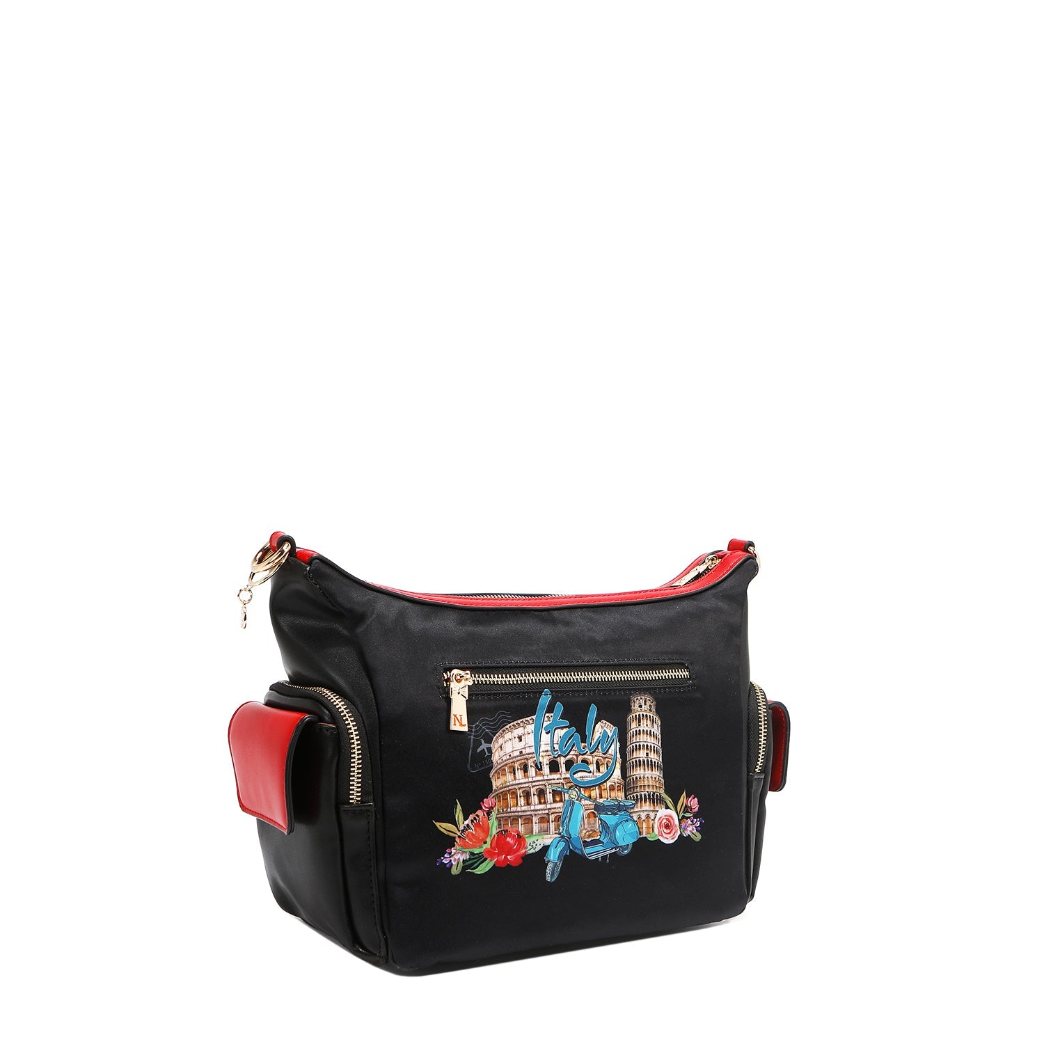 BOLSO DE HOMBRO MULTIBOLSILLOS (MARTHA TRAVELS ITALY)