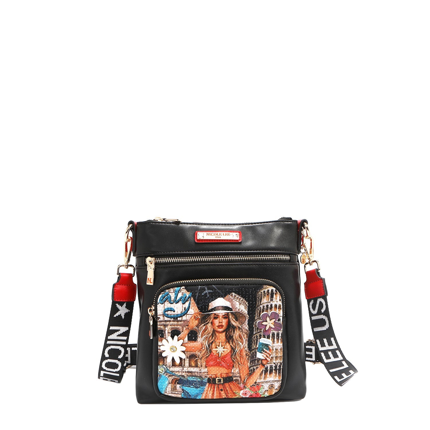 BORSA A TRACOLLA CON CERNIERA (<tc>MARTHA TRAVELS ITALY</tc>)