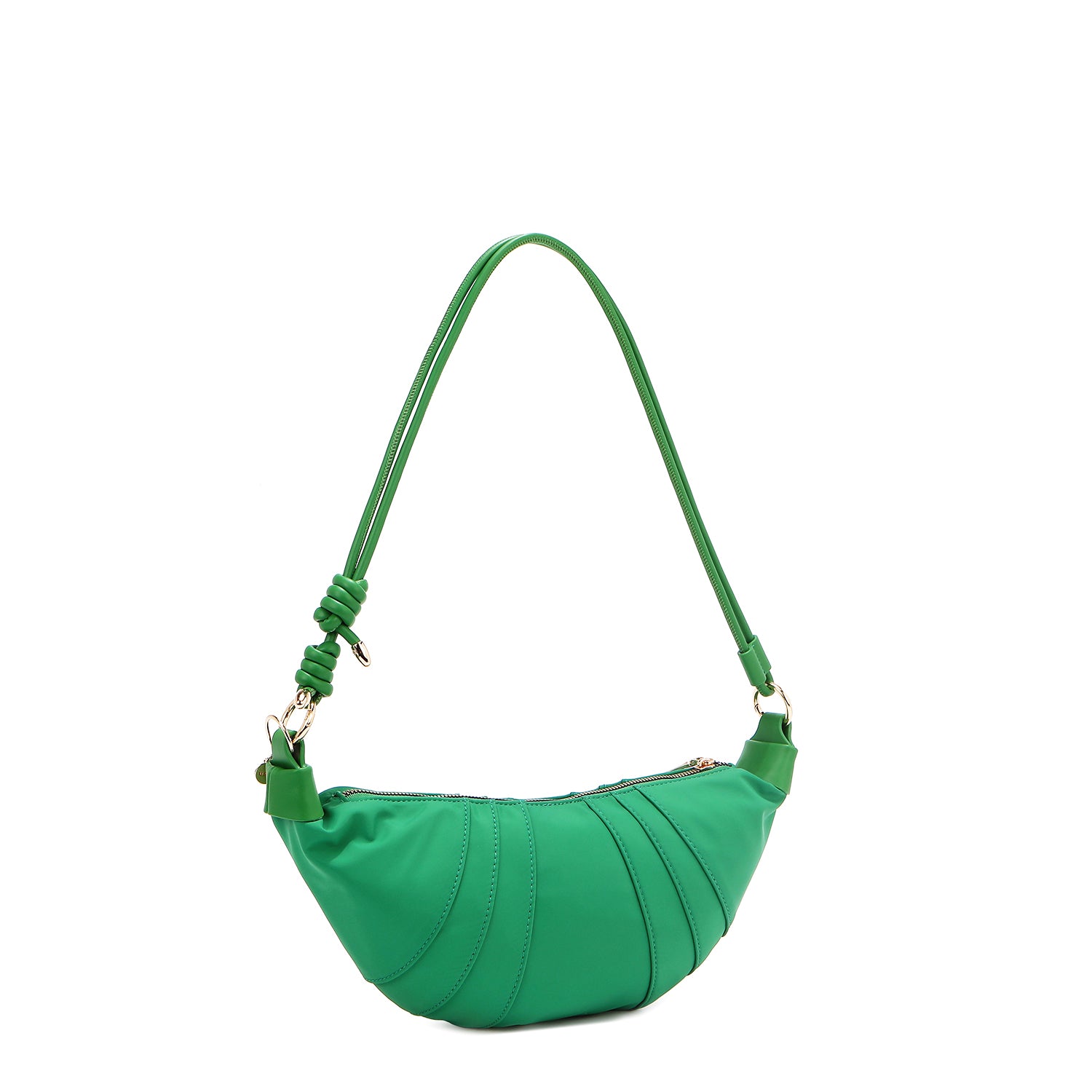 Borsa croissant con toppe colorate (verde)