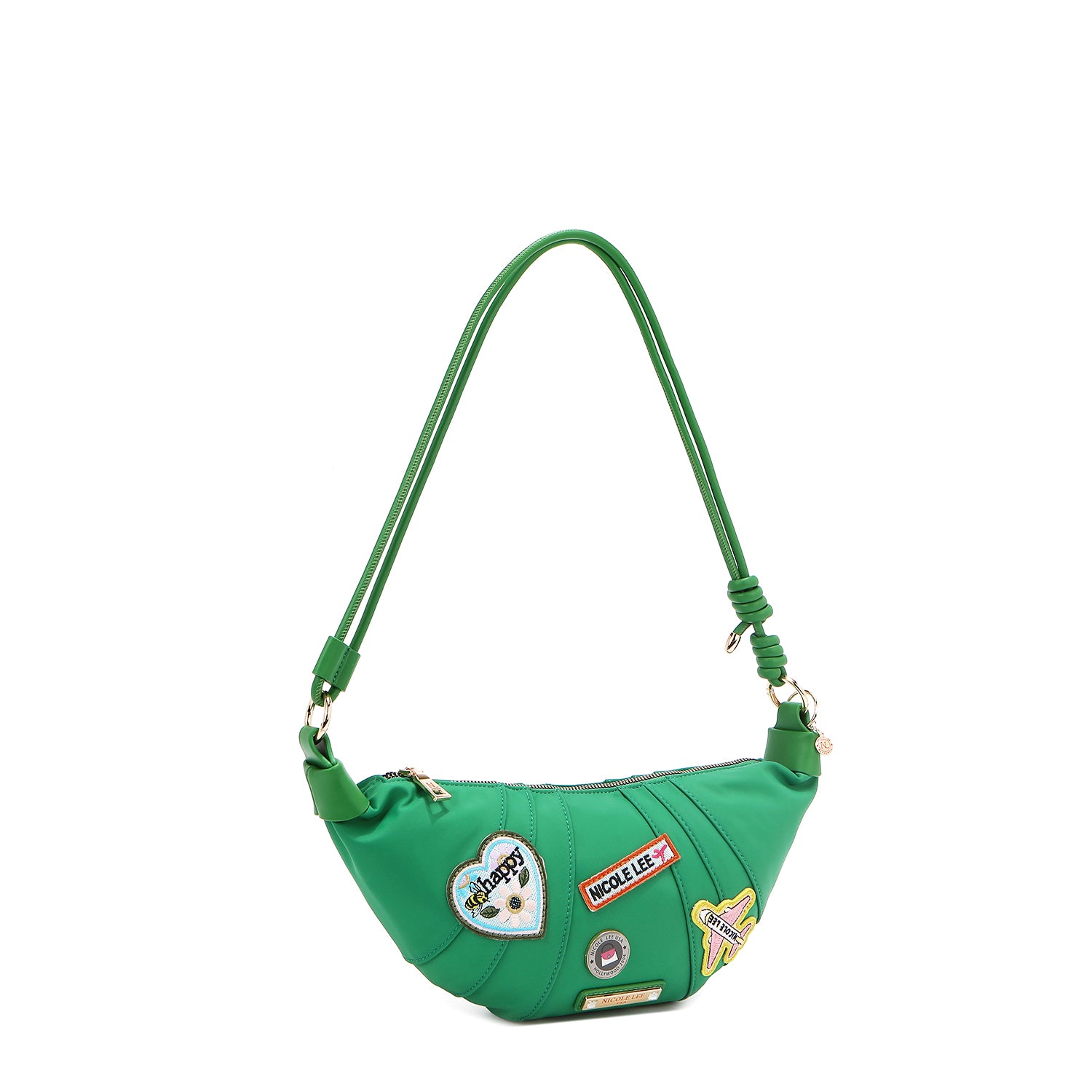 Borsa croissant con toppe colorate (verde)