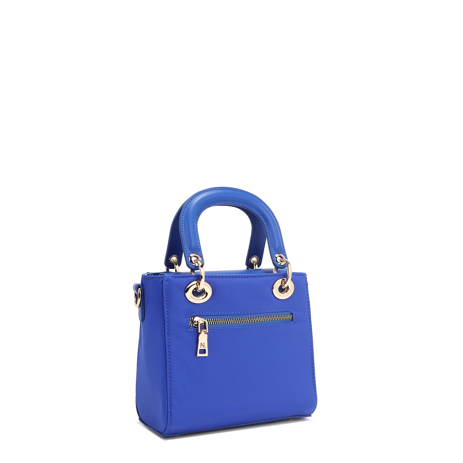 BOLSO DE MANO CON PARCHES DE COLORES (AZUL)
