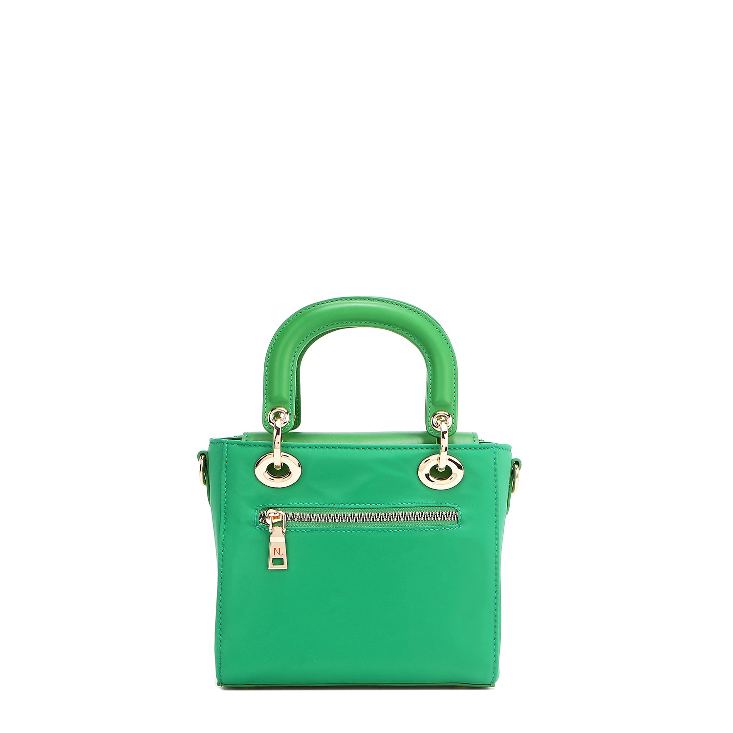 Hand bag with colored patches (green)