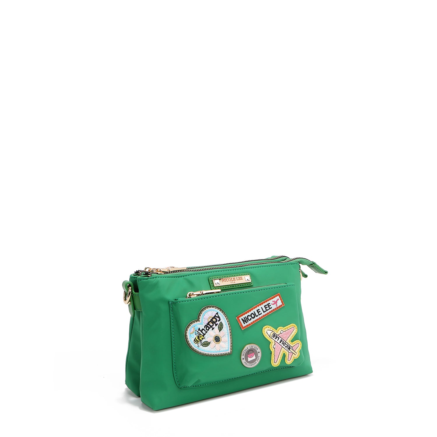 BOLSO CRUZADO ACORDEÓN CON PARCHES DE COLORES (VERDE)