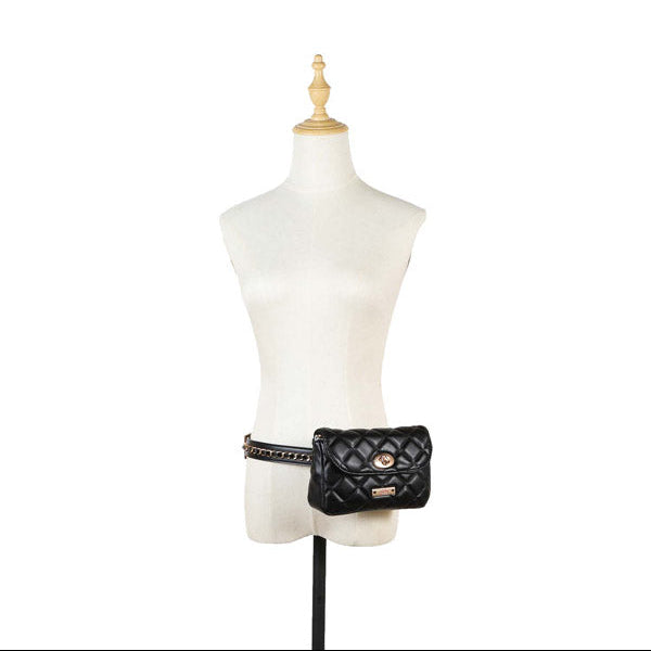 PADDED WAIST BAG/CROSSBODY BAG (BLACK)