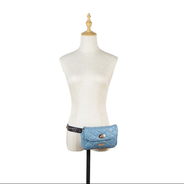 PADDED WAIST BAG/CROSSBODY BAG (BLUE)