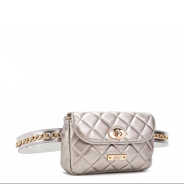 PADDED WAIST BAG/CROSSBODY BAG (SILVER)