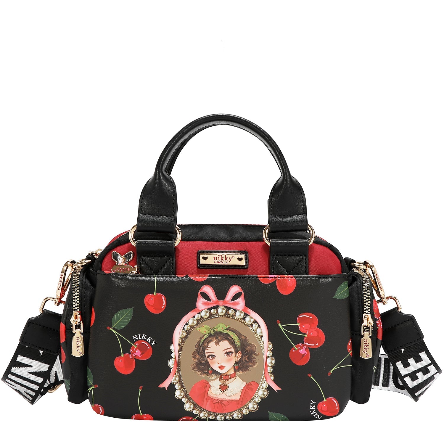 BOLSO DE MANO CON CORREA (CHERRY LIPS-BLACK)