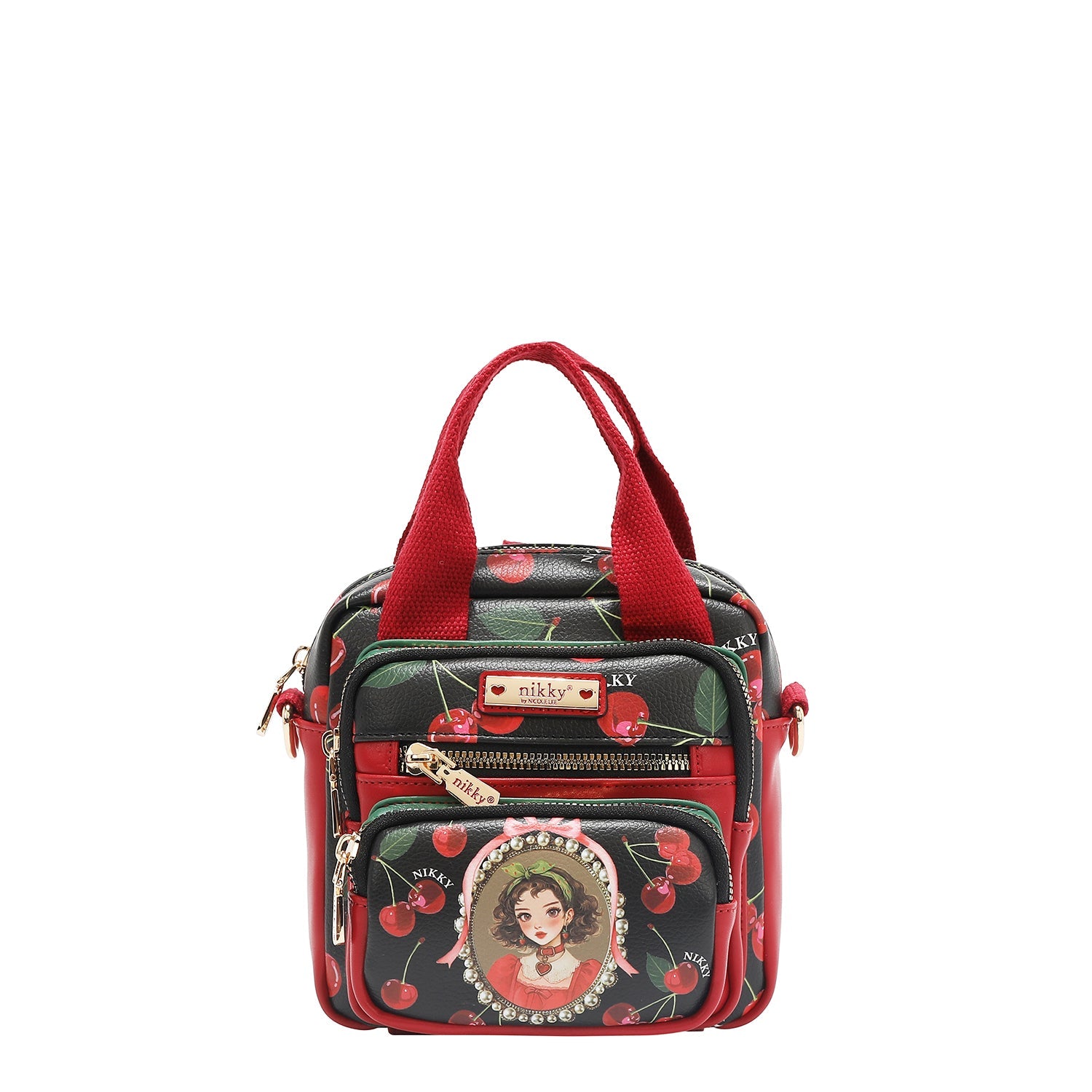 MINI BOLSO BANDOLERA CONVERTIBLE (CHERRY LIPS-BLACK)