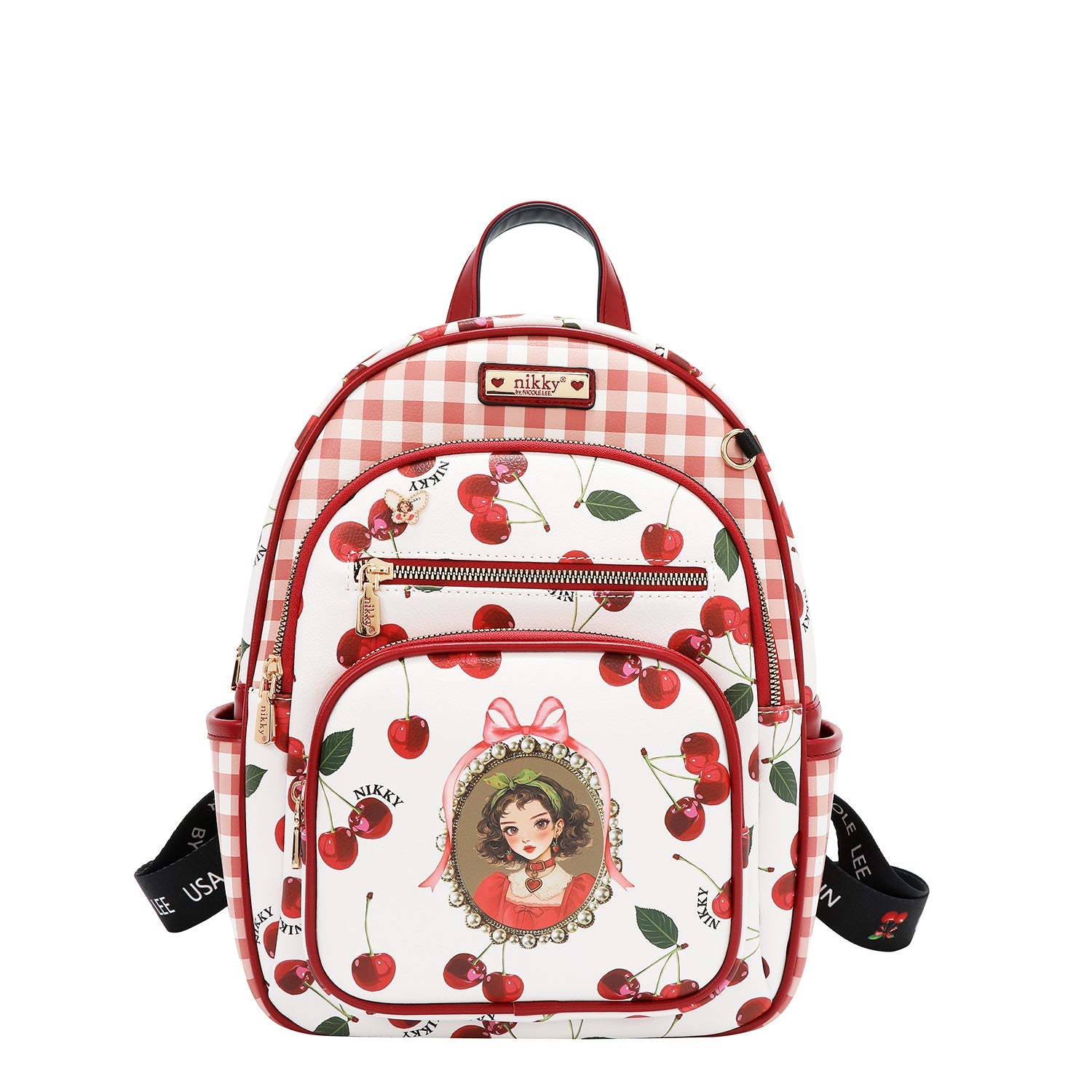CONJUNTO DE 3 PIEZAS (MOCHILA, MOCHILA PEQUEÑA Y CARTERA) (CHERRY LIPS-WHITE)