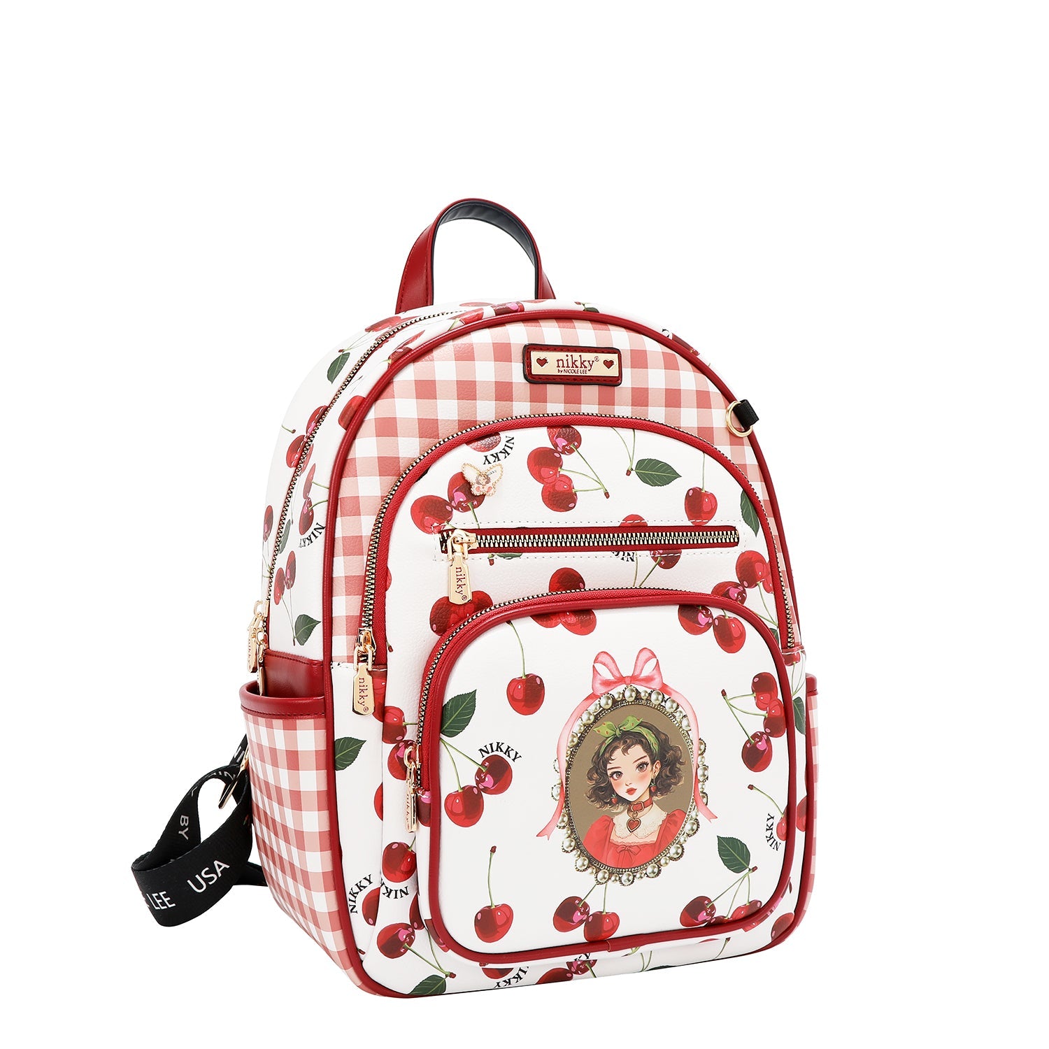 CONJUNTO DE 3 PIEZAS (MOCHILA, MOCHILA PEQUEÑA Y CARTERA) (CHERRY LIPS-WHITE)