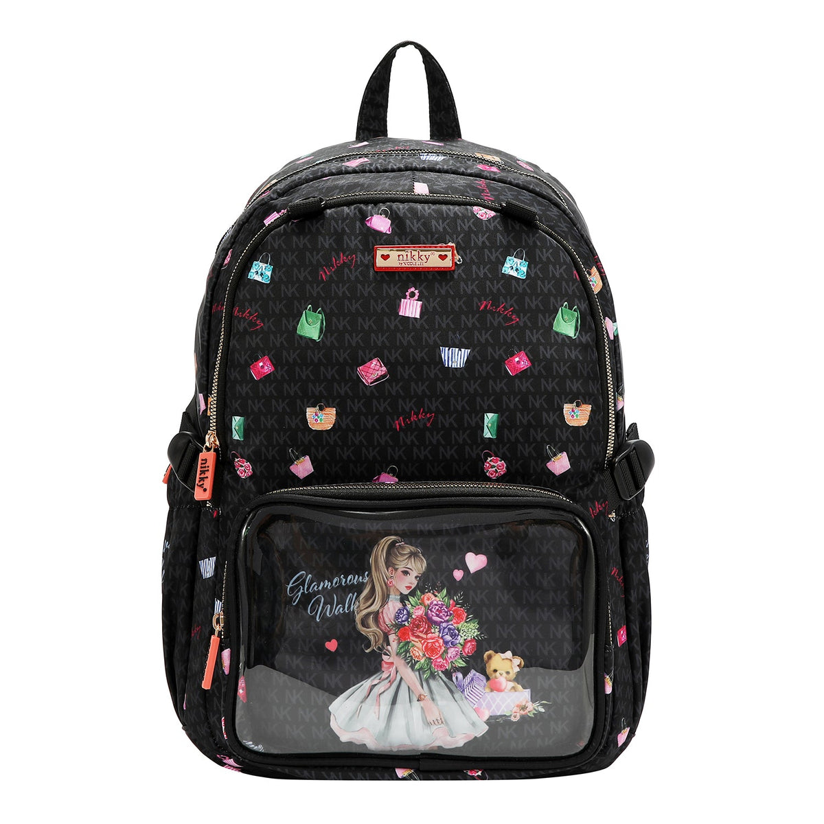 MOCHILA DE NYLON (GLAMOROUS WALK - NEGRO)