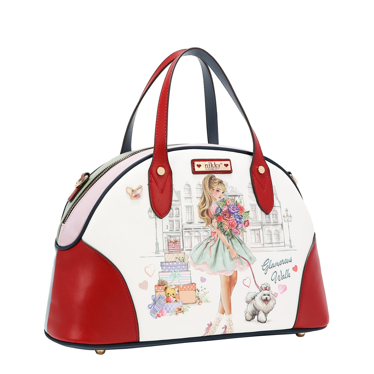 SET 3 PEZZI (BORSA A BORSA, ZAINO MINI, PORTAFOGLIO) (GLAMOROUS WALK - BIANCO)