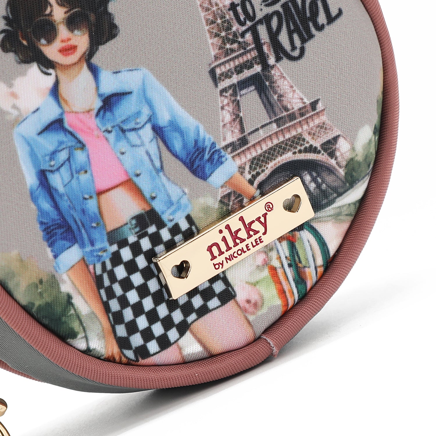 KEYCHAIN WITH ROUND COIN PURSE (<tc>I LIVE TO TRAVEL</tc>)