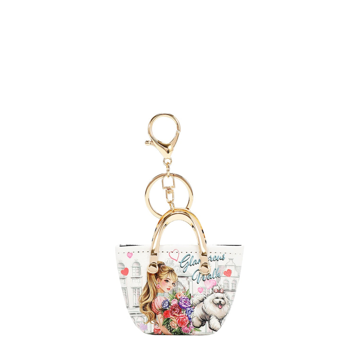 PORTACHIAVI BORSA A FORMA DI BORSA (GLAMOROUS WALK-WHITE)