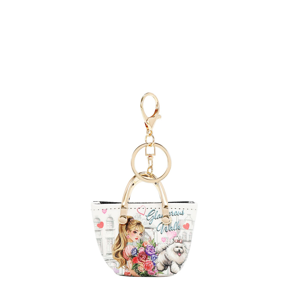 LLAVERO MONEDERO CON FORMA DE BOLSO (GLAMOROUS WALK-WHITE)