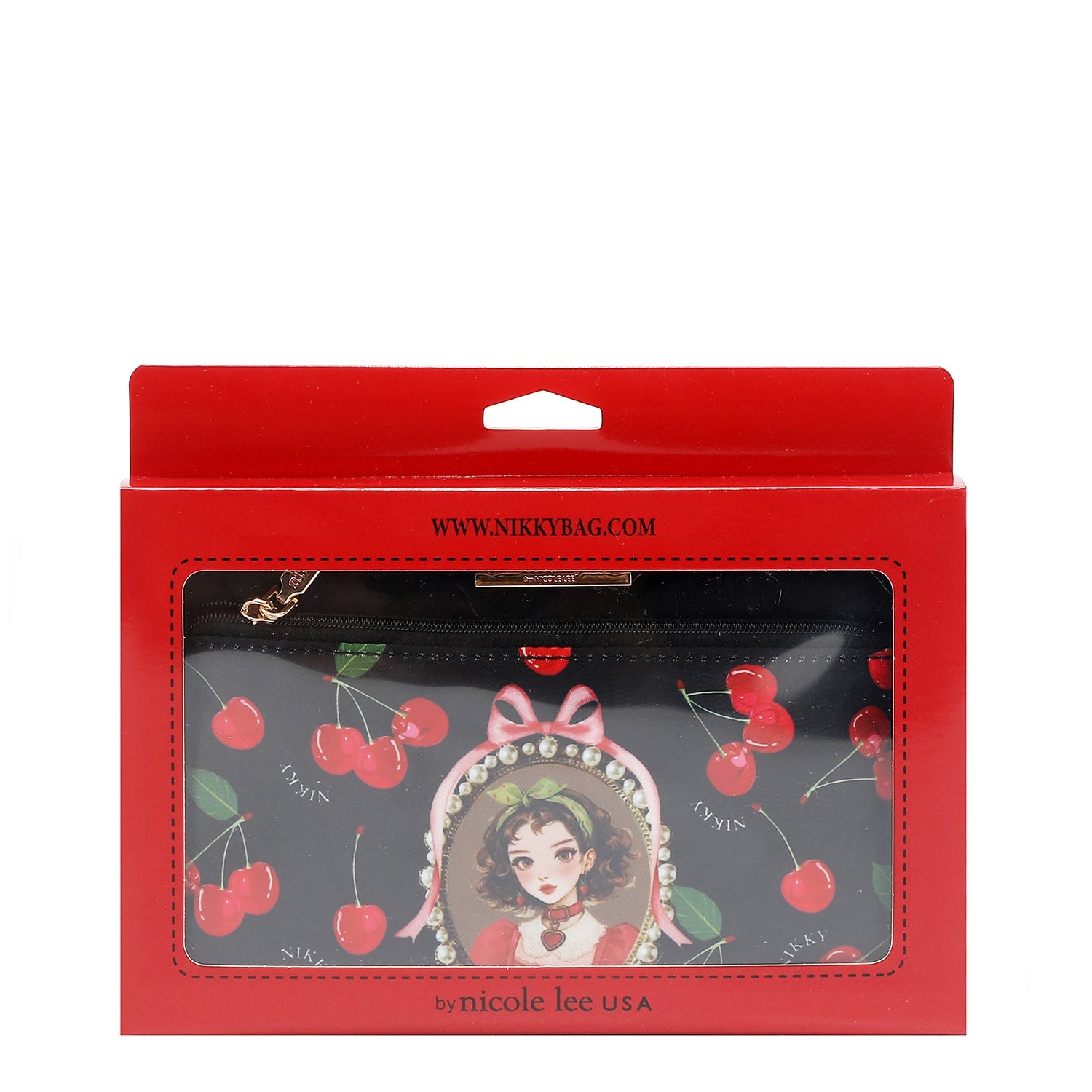 ZIPPERED TOILETRY BAG (<tc>CHERRY LIPS</tc>-BLACK)