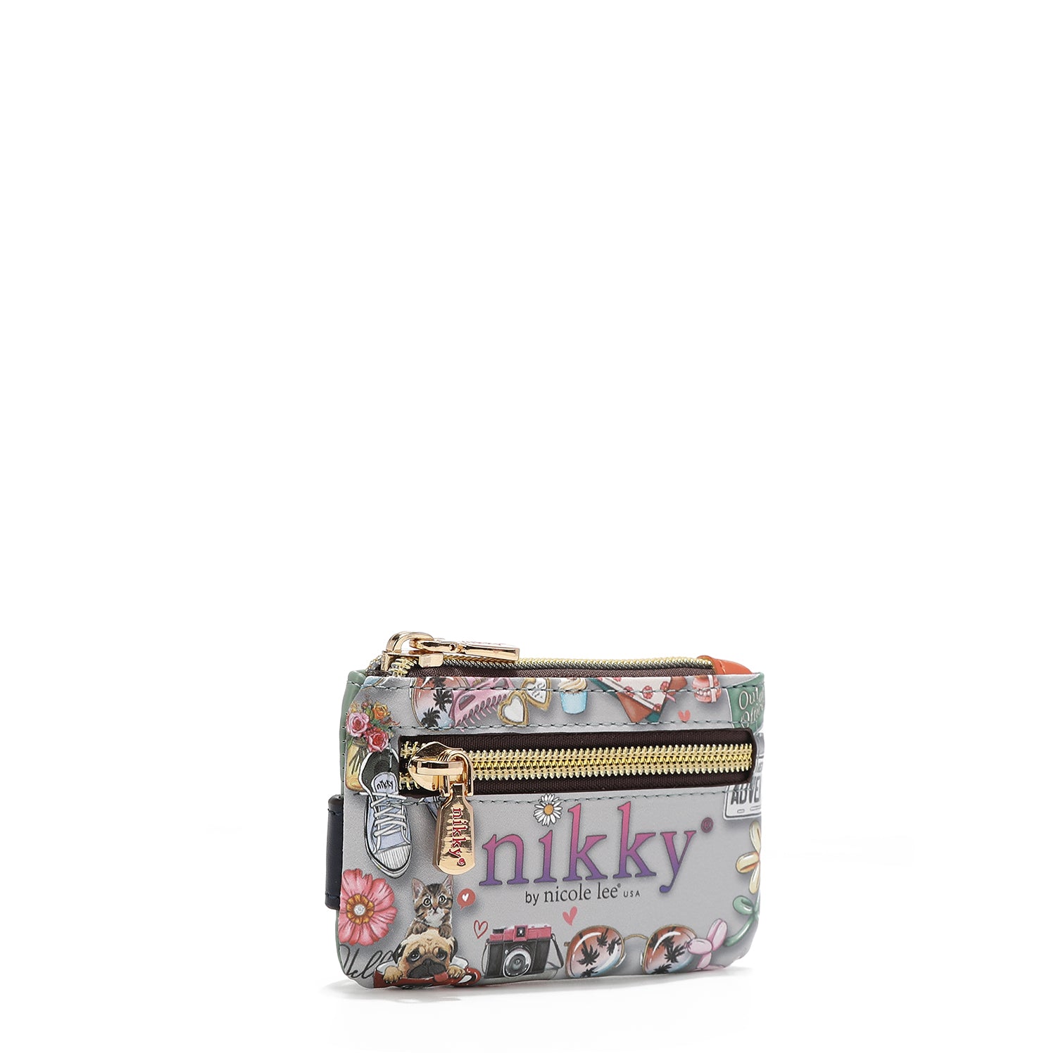 MINI PORTA-CARTÃO COM FECHO DE ZÍPER E BOTÃO DE PRESSÃO <tc>NIKKY WORLD</tc>