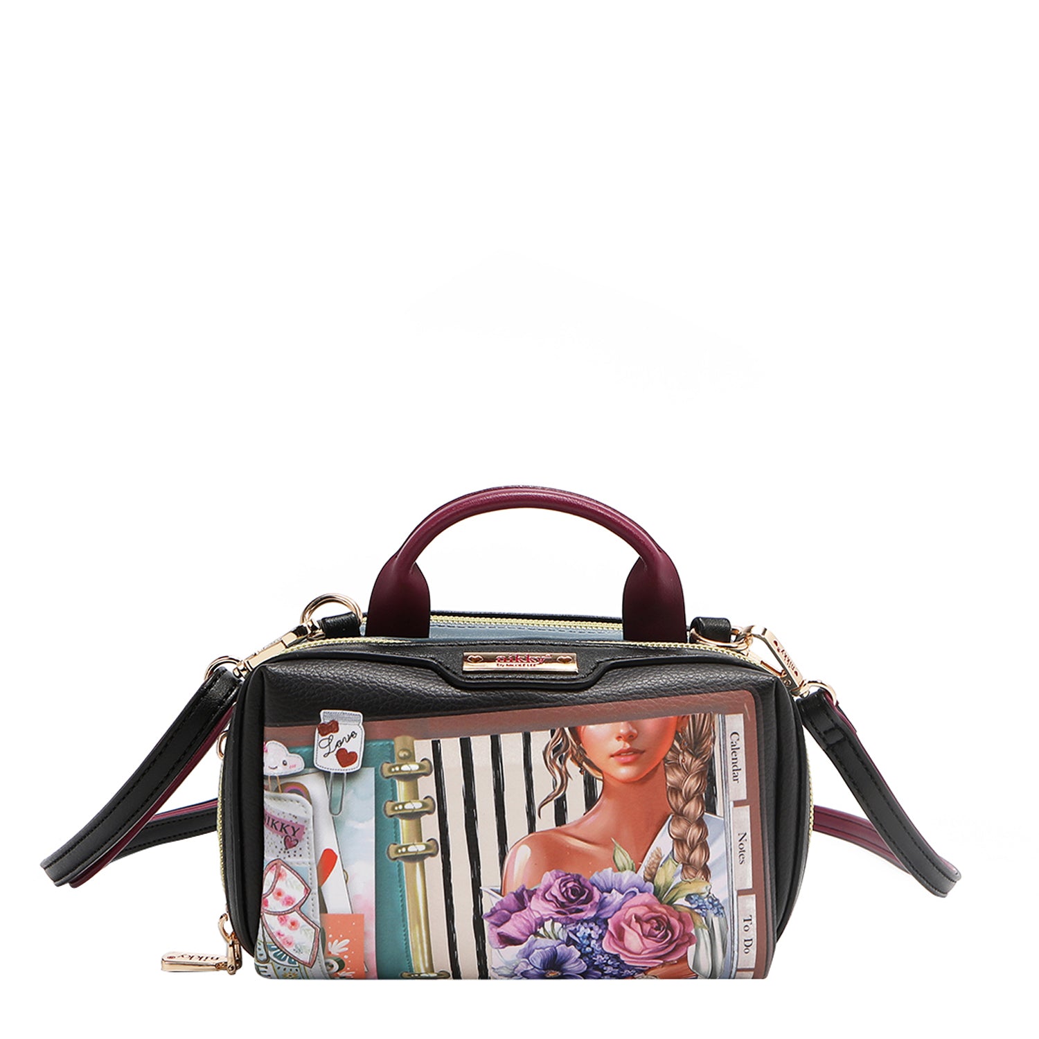 MINI BOSTON BOLSA TIRACOLAR COM ZÍPER DUPLO (<tc>NOSTALGIA</tc>)