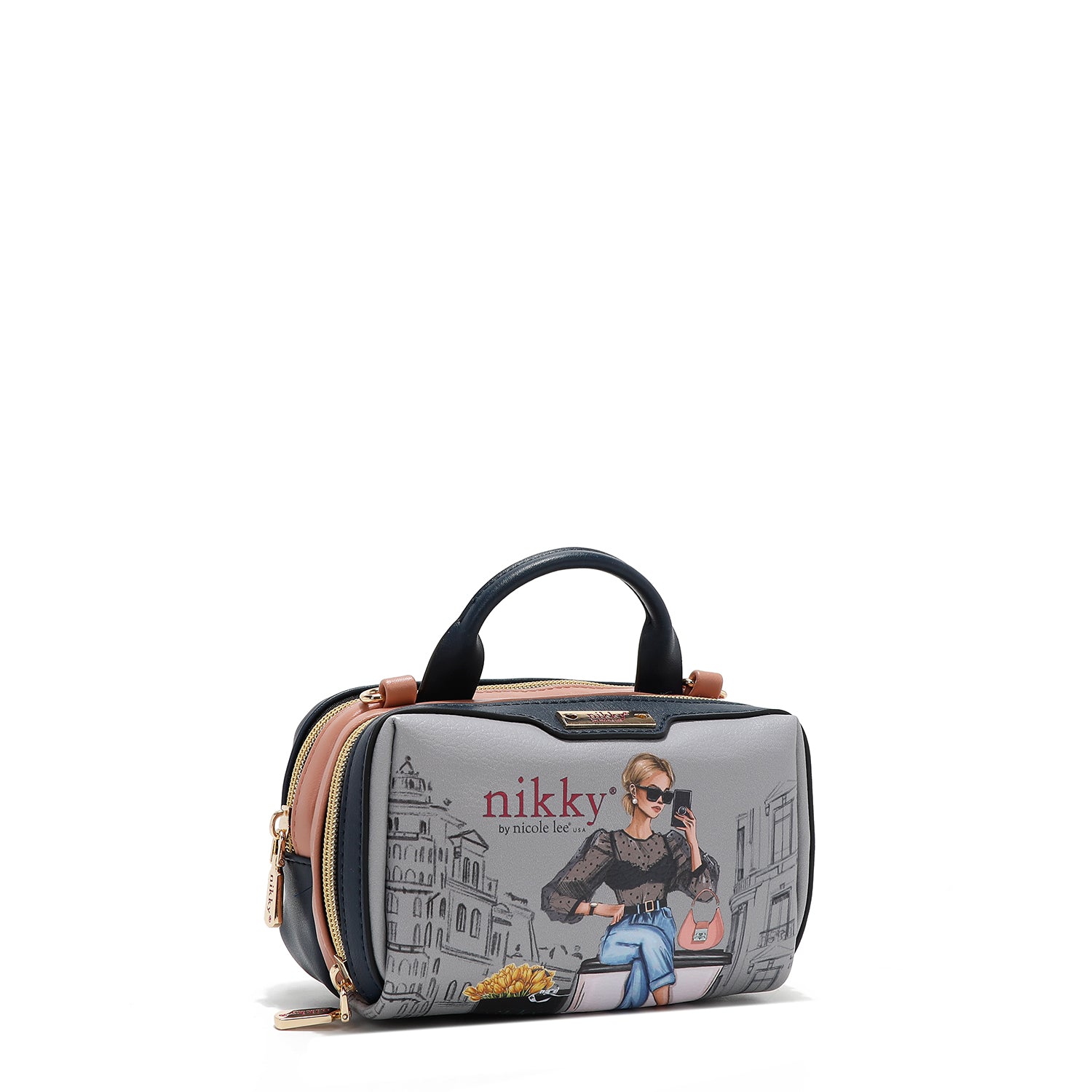 MINI BOLSO CRUZADO BOSTON CON DOBLE CREMALLERA (URBAN COFFEE DREAM)