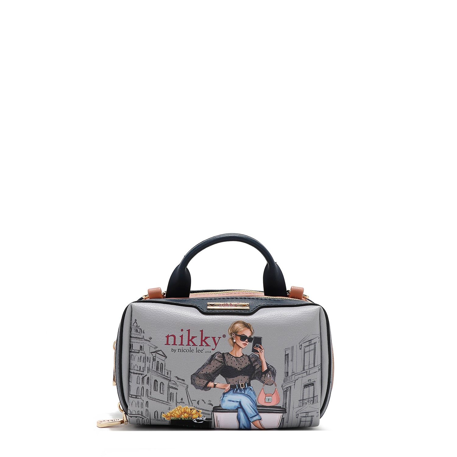 MINI BOLSO CRUZADO BOSTON CON DOBLE CREMALLERA (URBAN COFFEE DREAM)