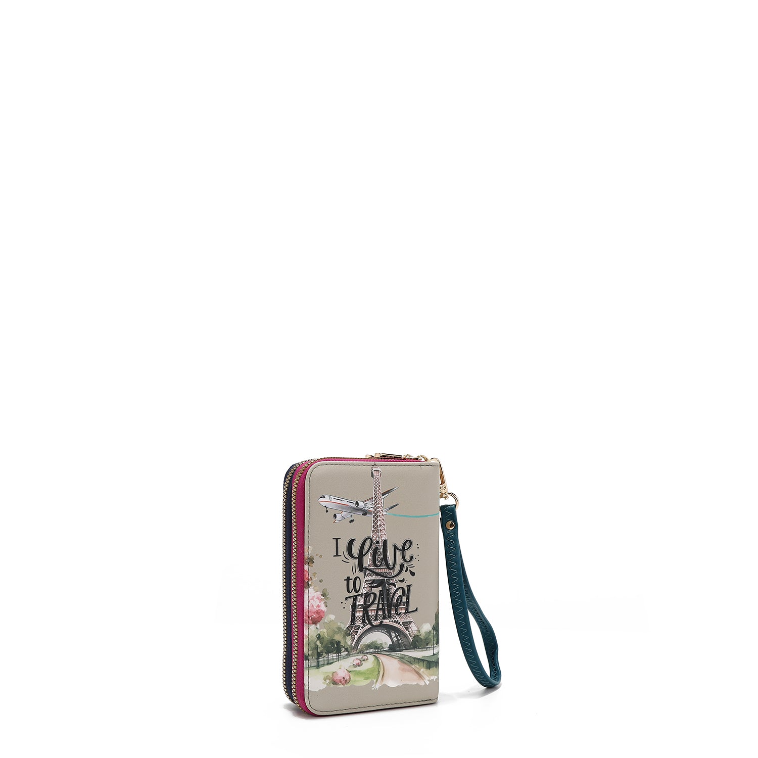 MEDIUM WALLET WITH DOUBLE ZIPPER (<tc>I LIVE TO TRAVEL</tc>)