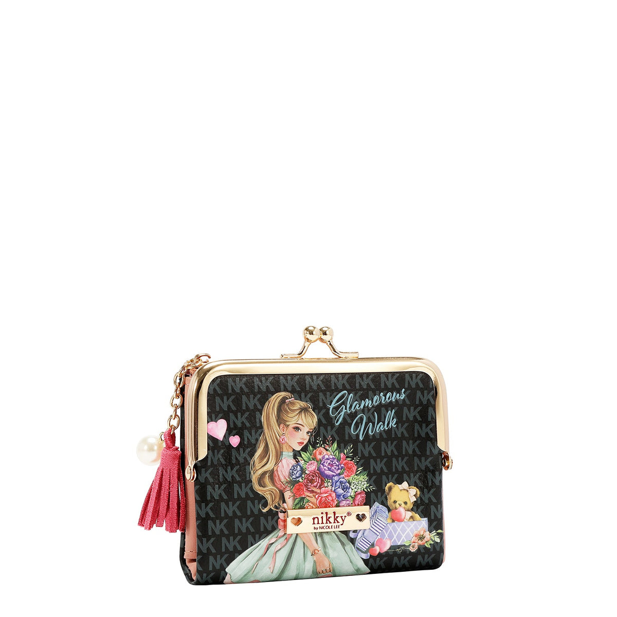 MONEDERO CON BLOQUEO DE BESO (GLAMOROUS WALK-NEGRO)