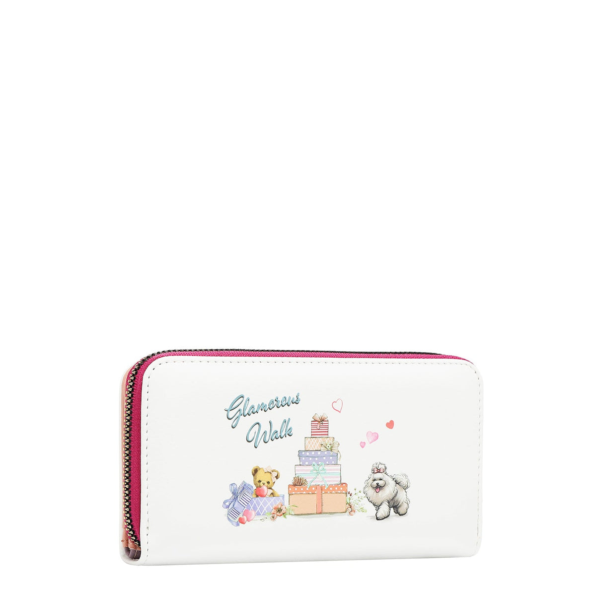 PORTAFOGLIO CON CERNIERA E PATTA (GLAMOROUS WALK-WHITE)