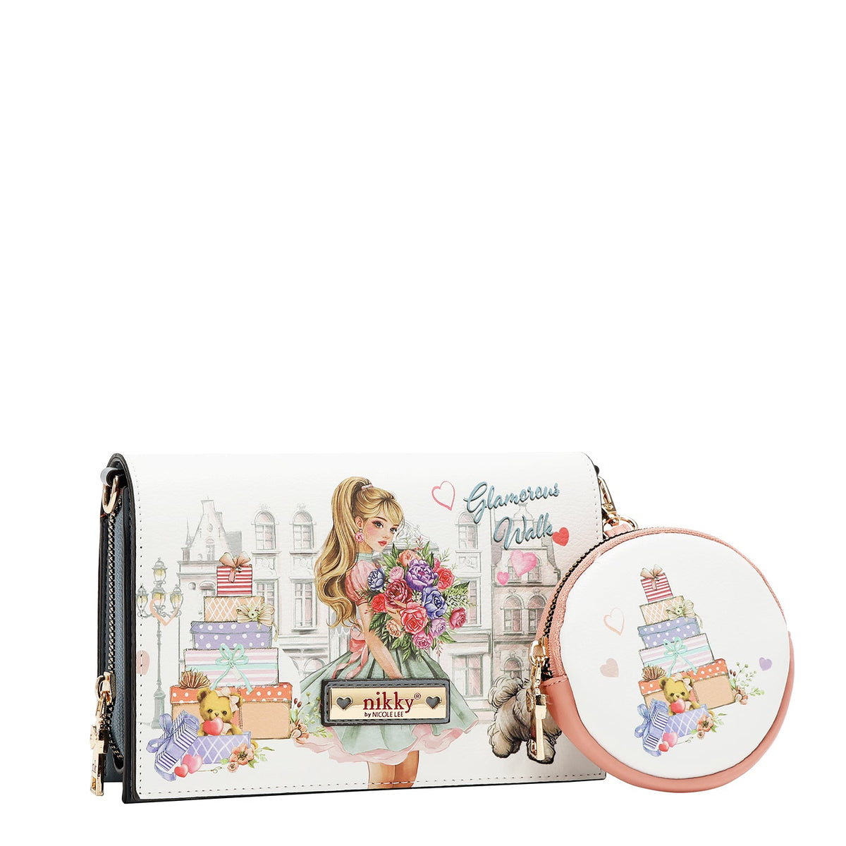BORSA A TRACOLLA 2 PEZZI (GLAMOROUS WALK-WHITE)