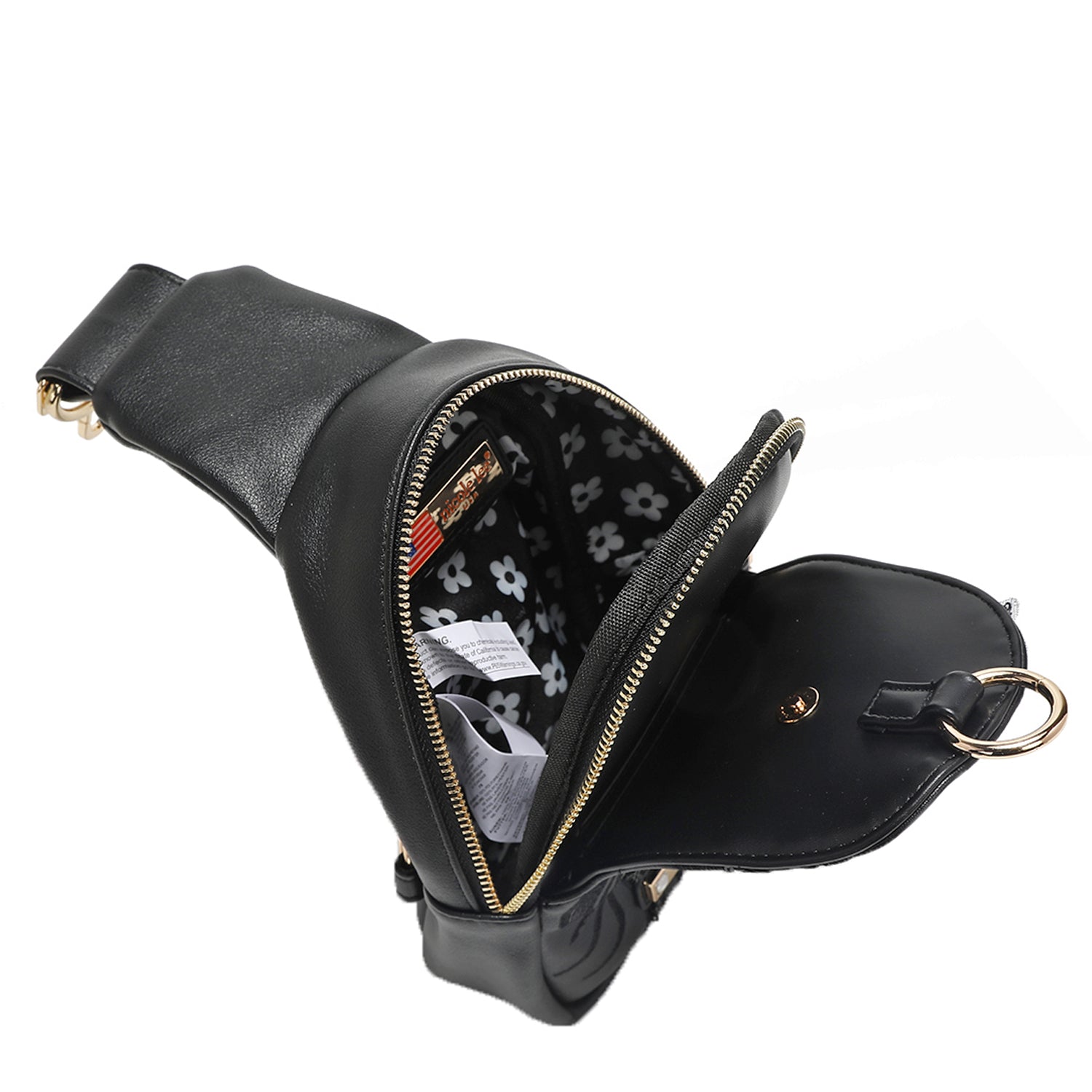 CROSSBODY BACKPACK WITH SEQUIN FLOWERS (BLACK)