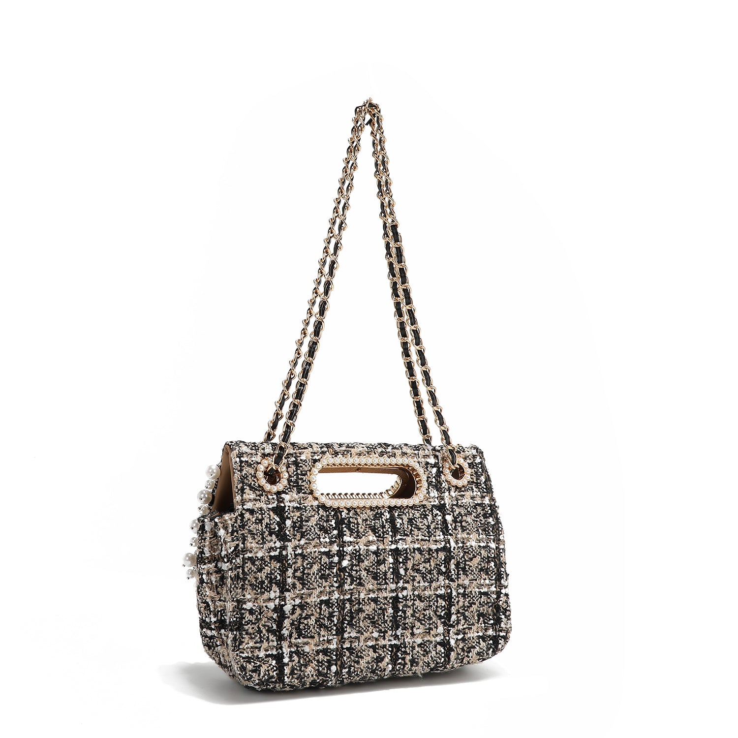 POCHETTE STILE TWEED CON PATTA (BEIGE)