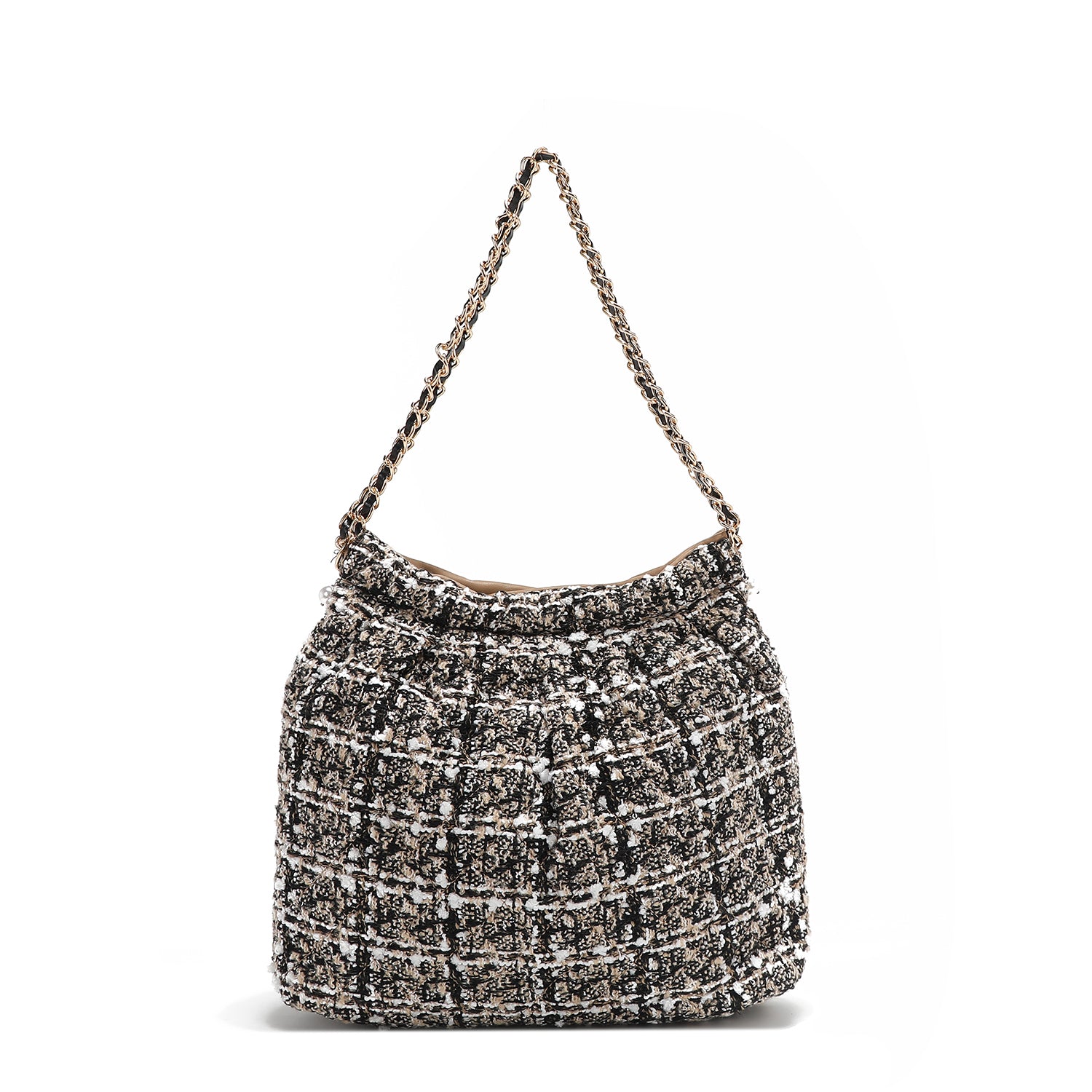 BOLSA DE OMBRO ESTILO TWEED (BEGE)
