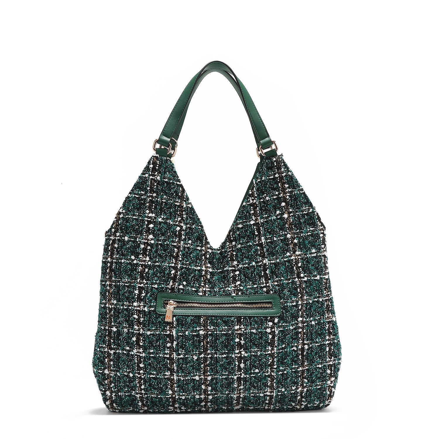 BOLSA HOBO ESTILO TWEED GRANDE (VERDE)