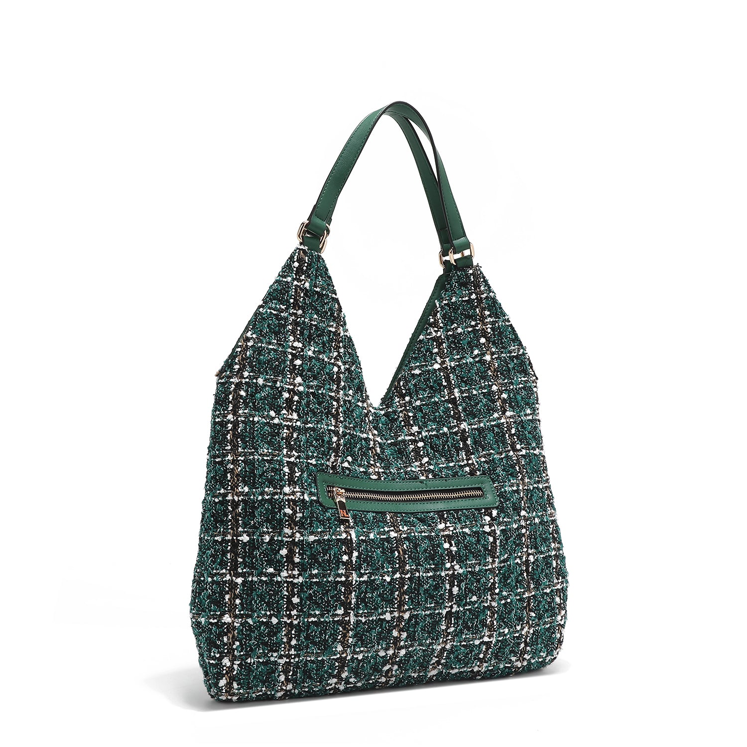 BOLSA HOBO ESTILO TWEED GRANDE (VERDE)